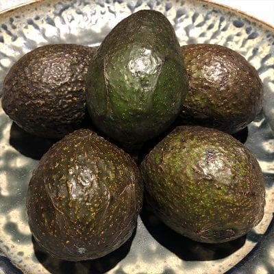 5 avocados on a plate